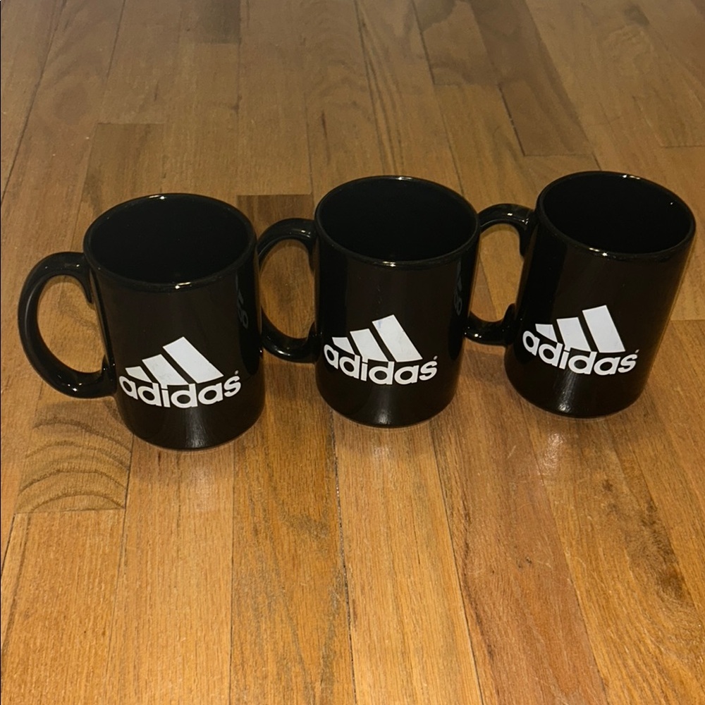🚨 Adidas Black Ceramic Mug Trio - Set of 3 Mugs